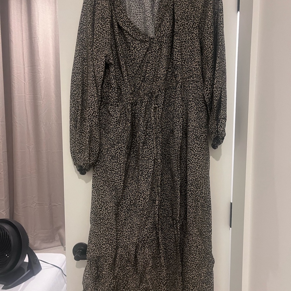 A New Day Brown and Black Ruffled Wrap Maxi Dress